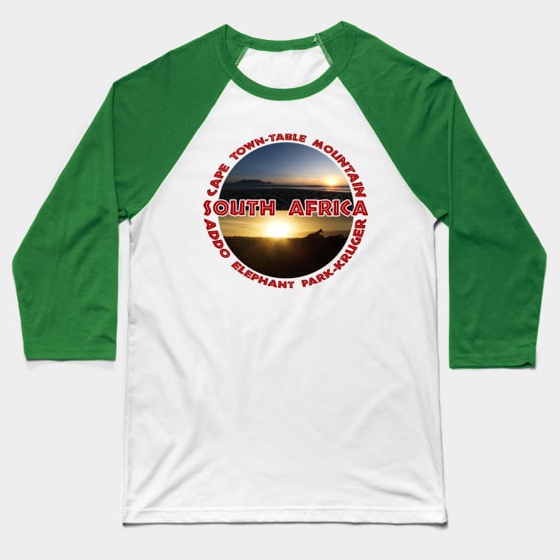 South Africa Wildlife and Places Baseball T-Shirt by PathblazerStudios